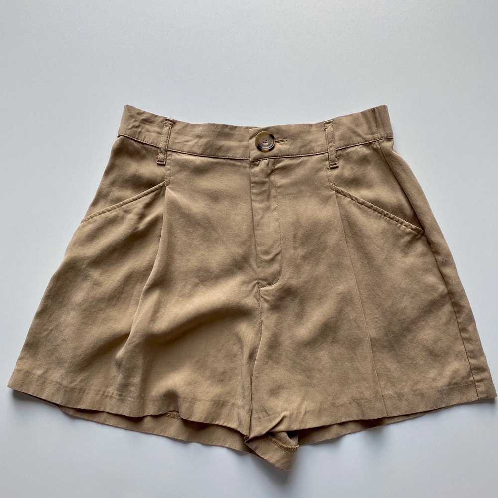 ZARA high waisted flowy tan shorts